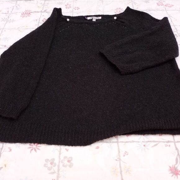 Jennifer Lopez Black Knitted 3/4 Slvs Cropped Acry - Picture 1 of 10
